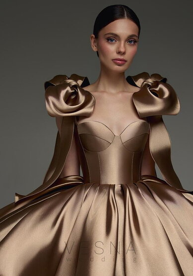 Вечернее платье Принцесс Капучино-V70395 - Свадебный салон Vesna