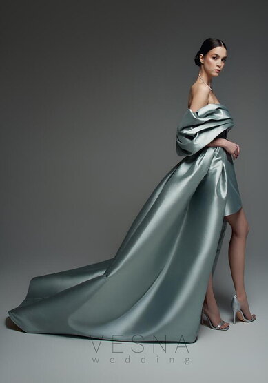 Вечернее платье Зендая Минт + Шлейф-V70399 - Свадебный салон Vesna