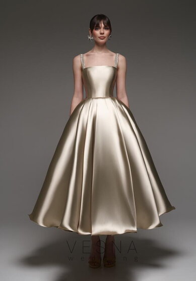 Вечернее платье Теона Миди Мокко-V70412 - Свадебный салон Vesna