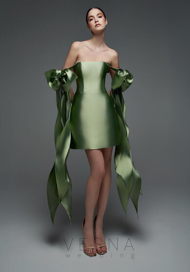 Вечернее платье Вероник Силк Грин-V70413 - Свадебный салон Vesna