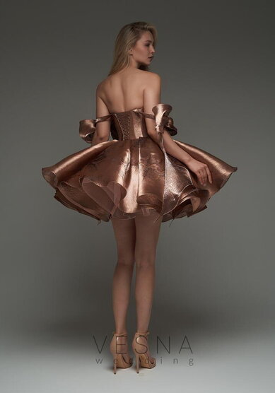 Вечернее платье Ника Снейк Пич-V70437 - Свадебный салон Vesna