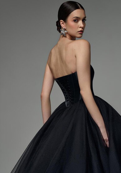 Вечернее платье Элиф Миди Блэк-V70441 - Свадебный салон Vesna