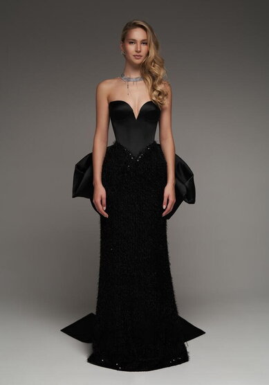 Вечернее платье Микаэла Нуар-V70448 - Свадебный салон Vesna