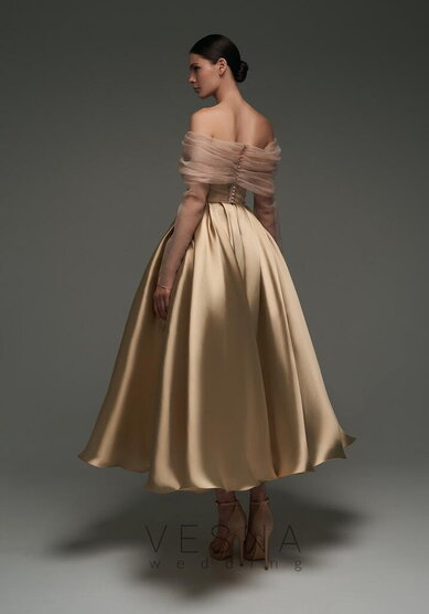 Вечернее платье Грейс Вуаль Нюд-V70473 - Свадебный салон Vesna