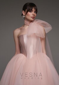 Вечернее платье Элиф Миди Пинк + Шарф-V70038