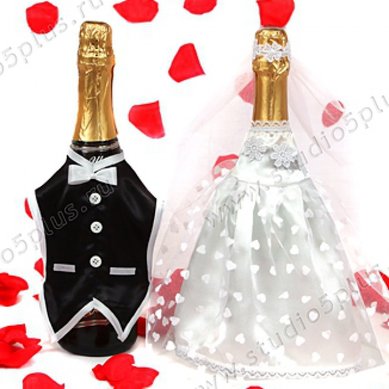 Украшение на шампанское С32556 - Свадебные аксессуары Студия 5+